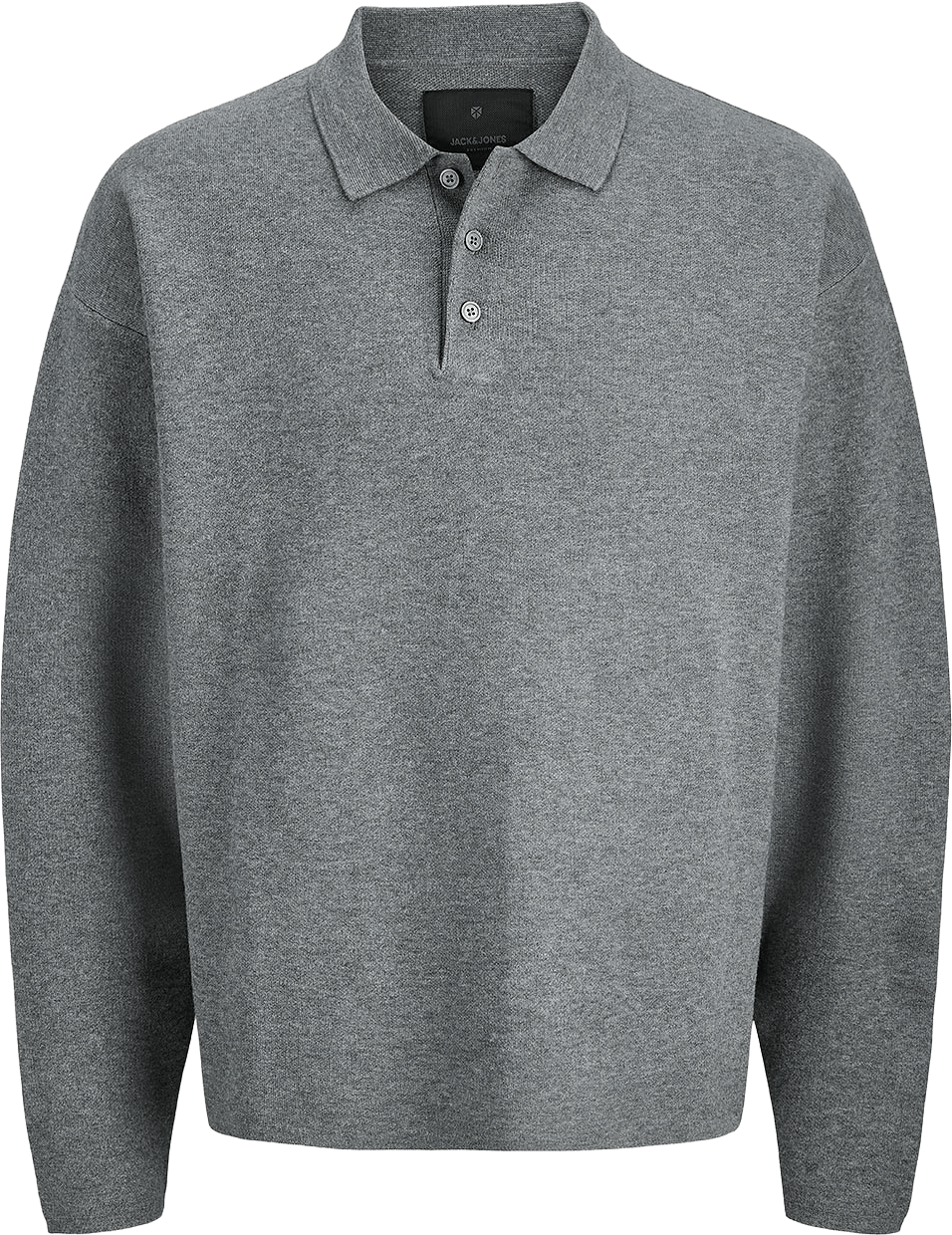 Stickad pikétröja JPRBLABRADFORT, från Jack & Jones, i färgen Medium Grey Melange.