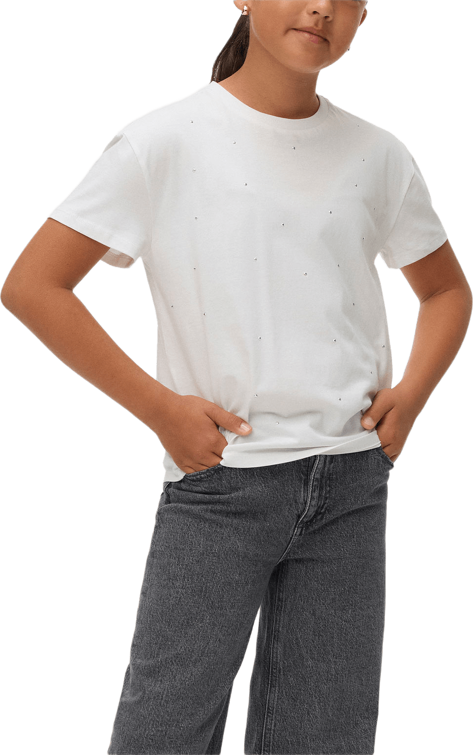 Topp VMLOA LILO, från Vero Moda Girls, i färgen Snow White Studs.