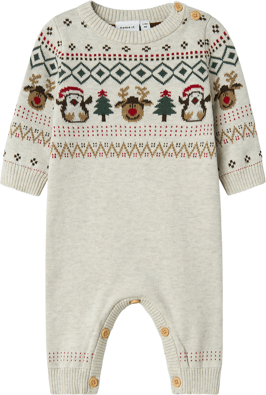 NBNRALKO Stickad onesie, från Name It, i färgen Peyote Melange.