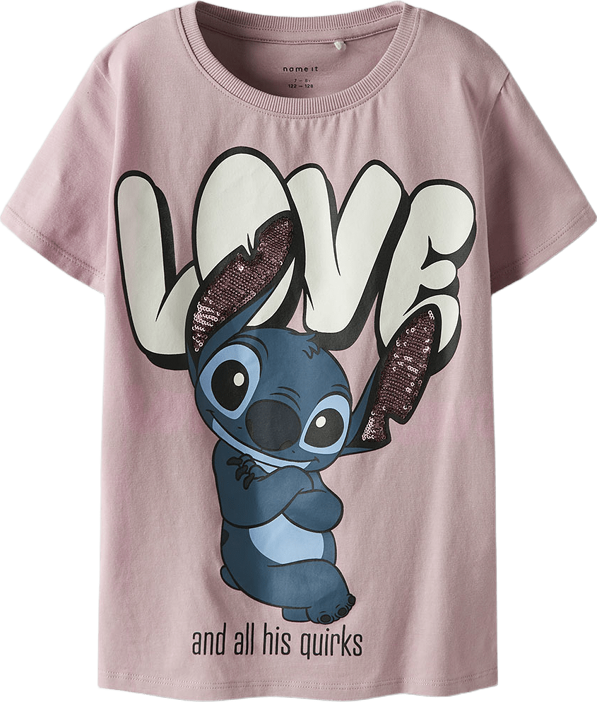 NKFODINA T-shirt STITCH, från Name It, i färgen Keepsake Lilac.