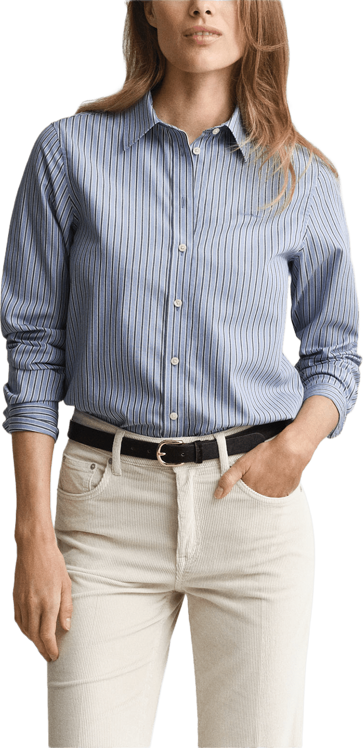 Regular fit Randig poplinskjorta, från GANT, i färgen Faded Denim.