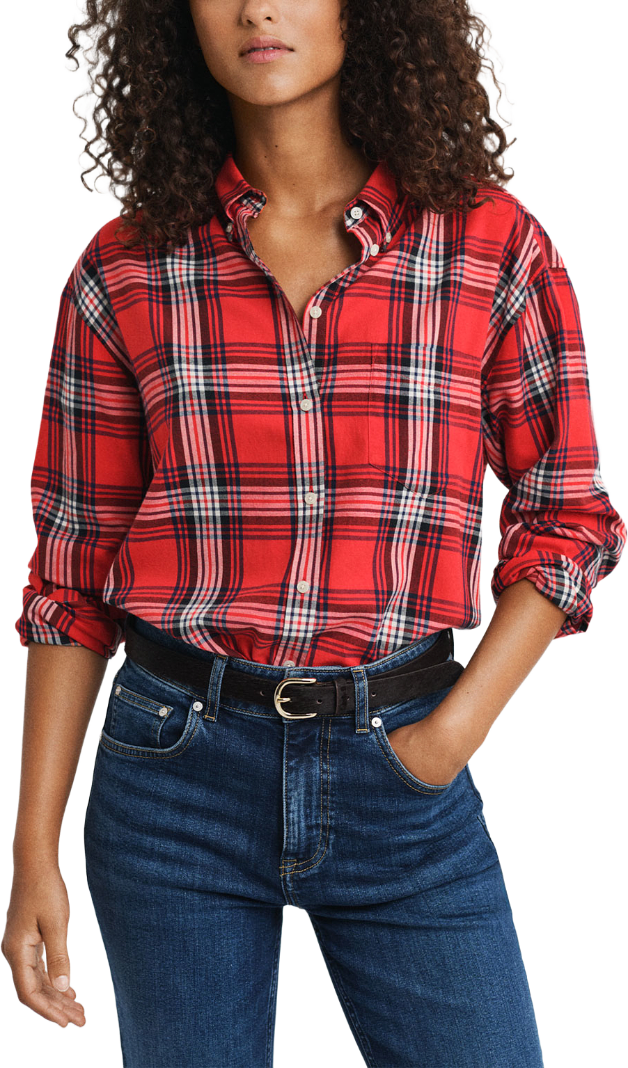 Relaxed fit Rutig flannelskjorta, från GANT, i färgen Ruby Red.