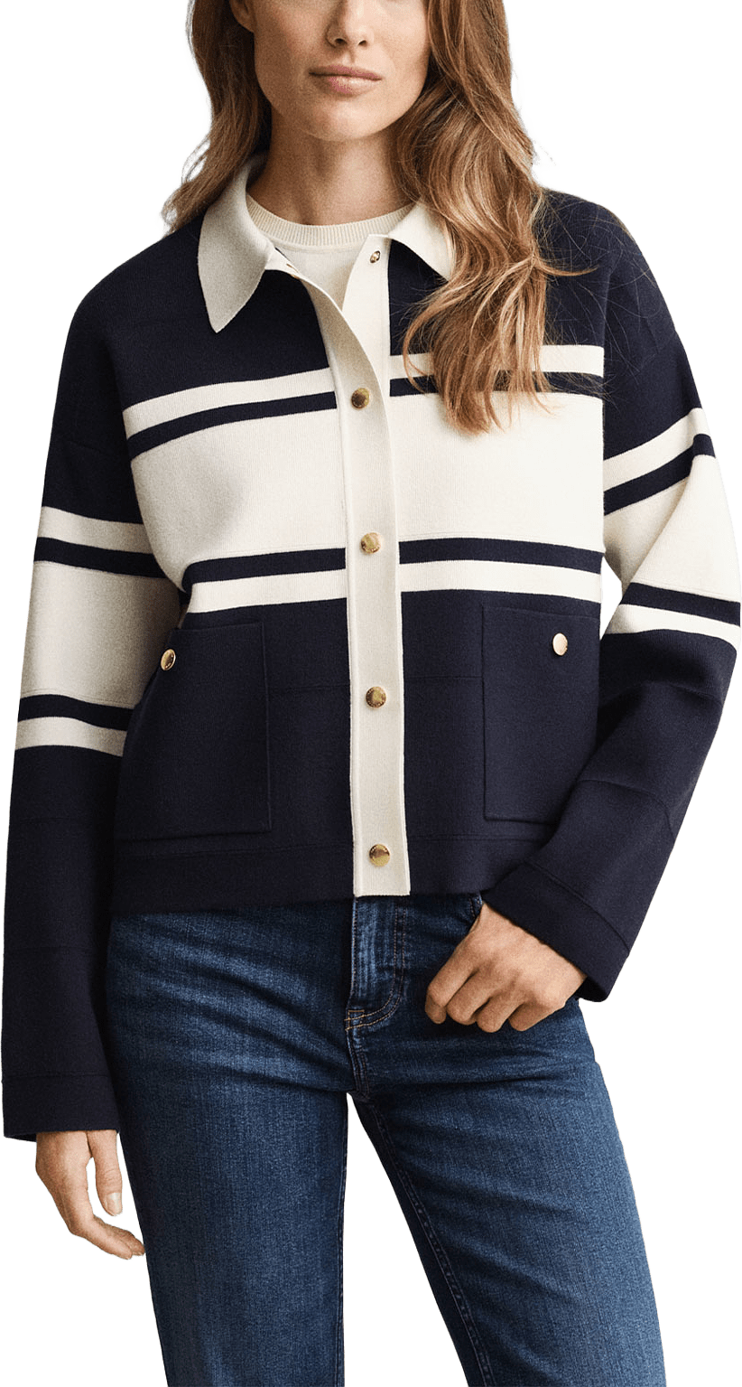 Kofta med färgblock, från GANT, i färgen Evening Blue.