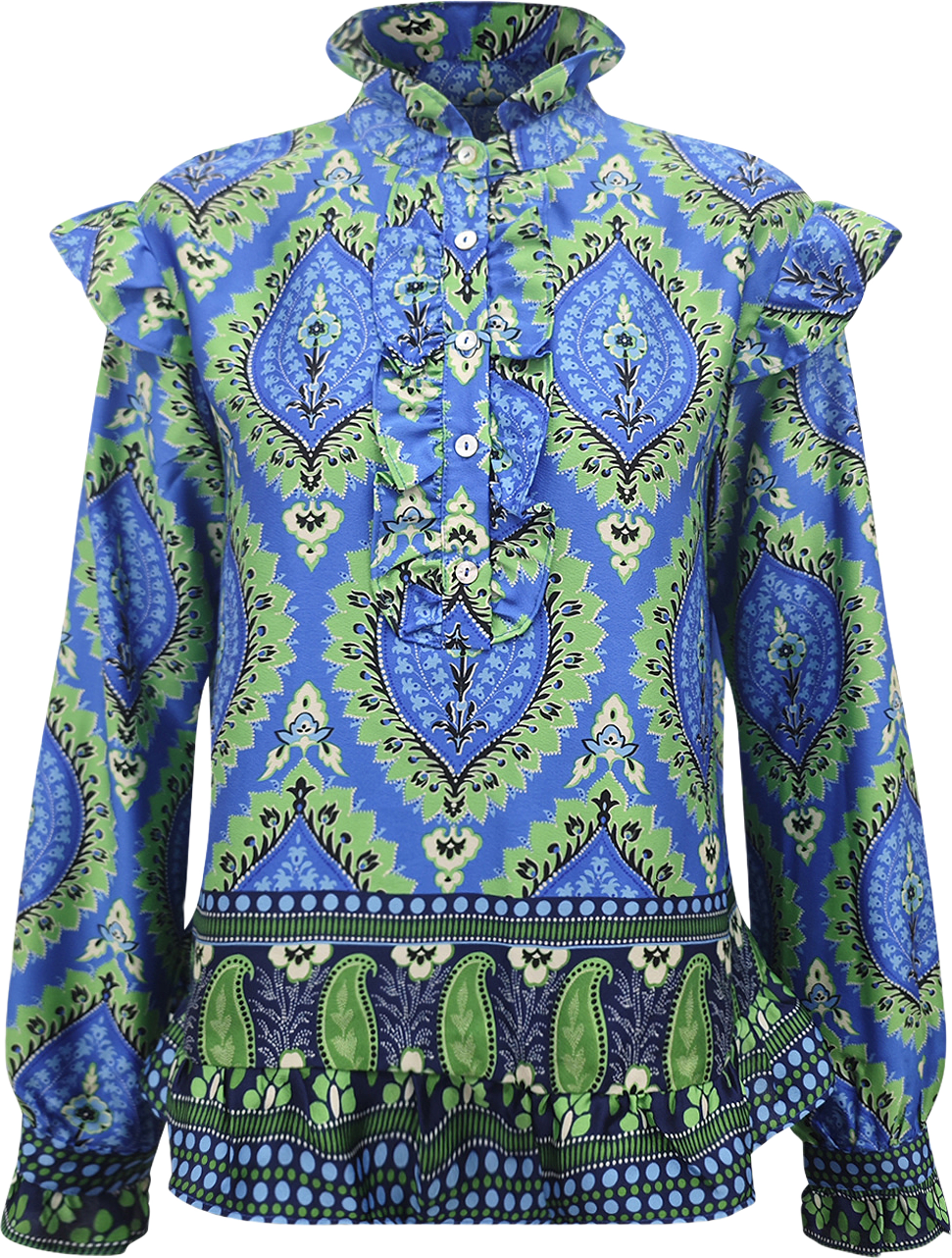 Reno Blouse - Trisha Blue Print