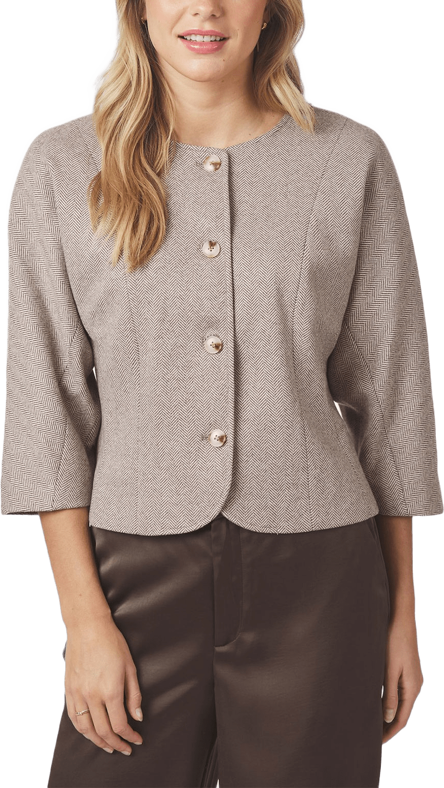 Mesto Light Herringbone Jacket, från Neo Noir, i färgen White/Brown.
