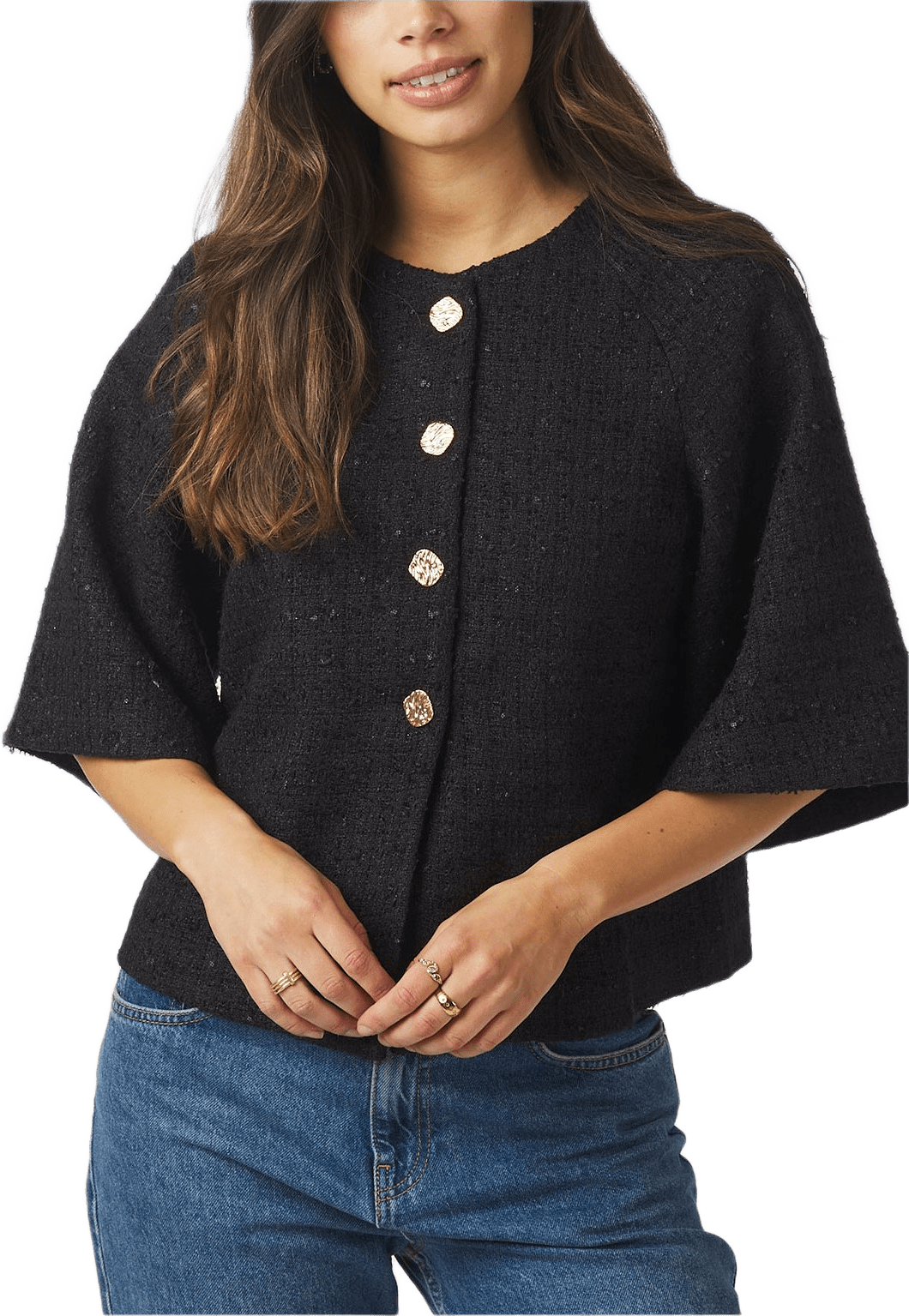 Rosella Boucle Mini Jacket, från Neo Noir, i färgen Black.