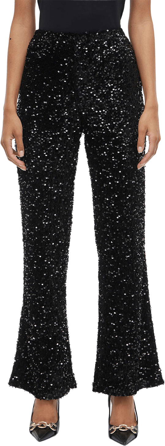 VIBELIEVE Paljettbyxor, från Vila, i färgen Black.