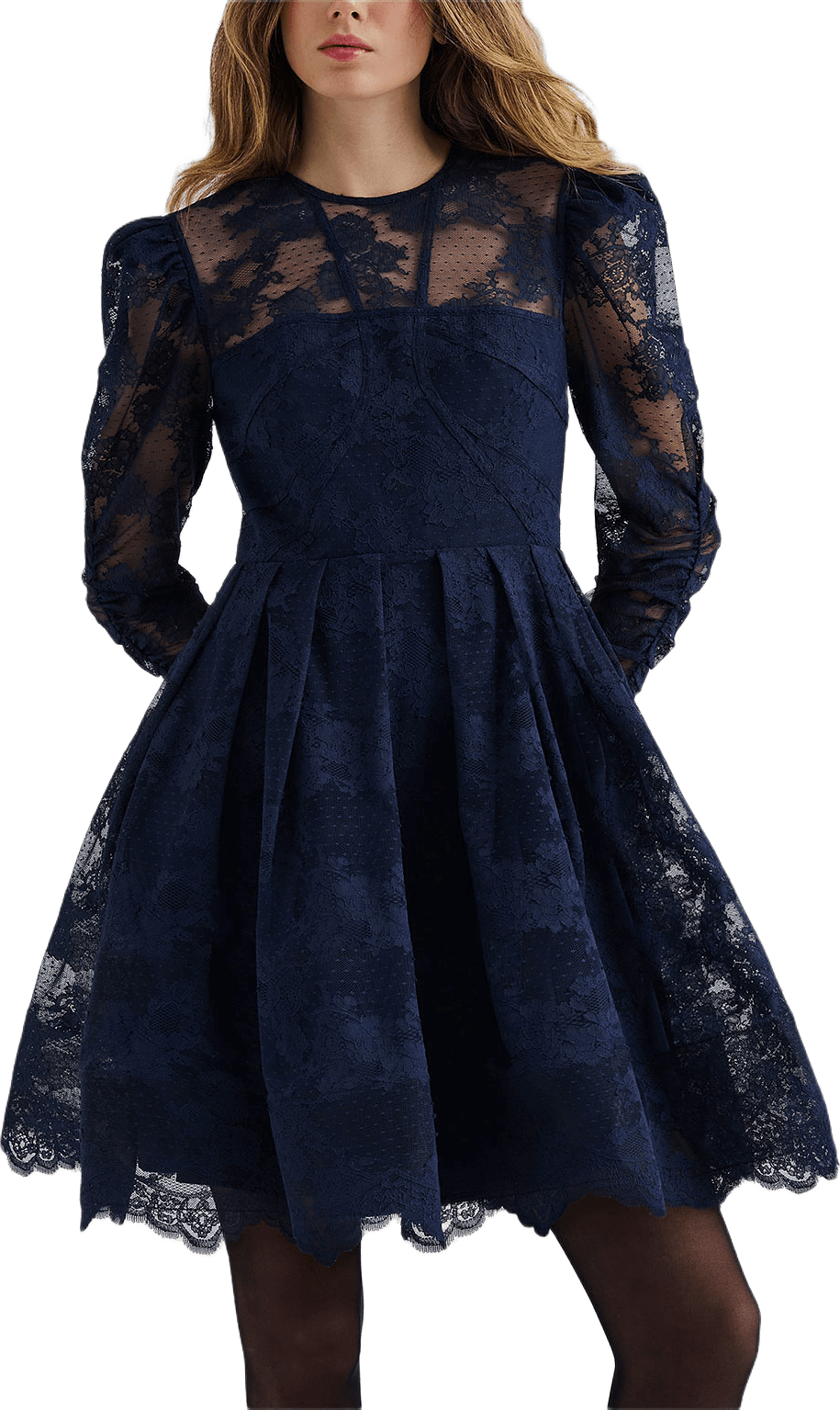 Malina Leoni Lace Mini Dress, från Malina, i färgen Dark Blue.