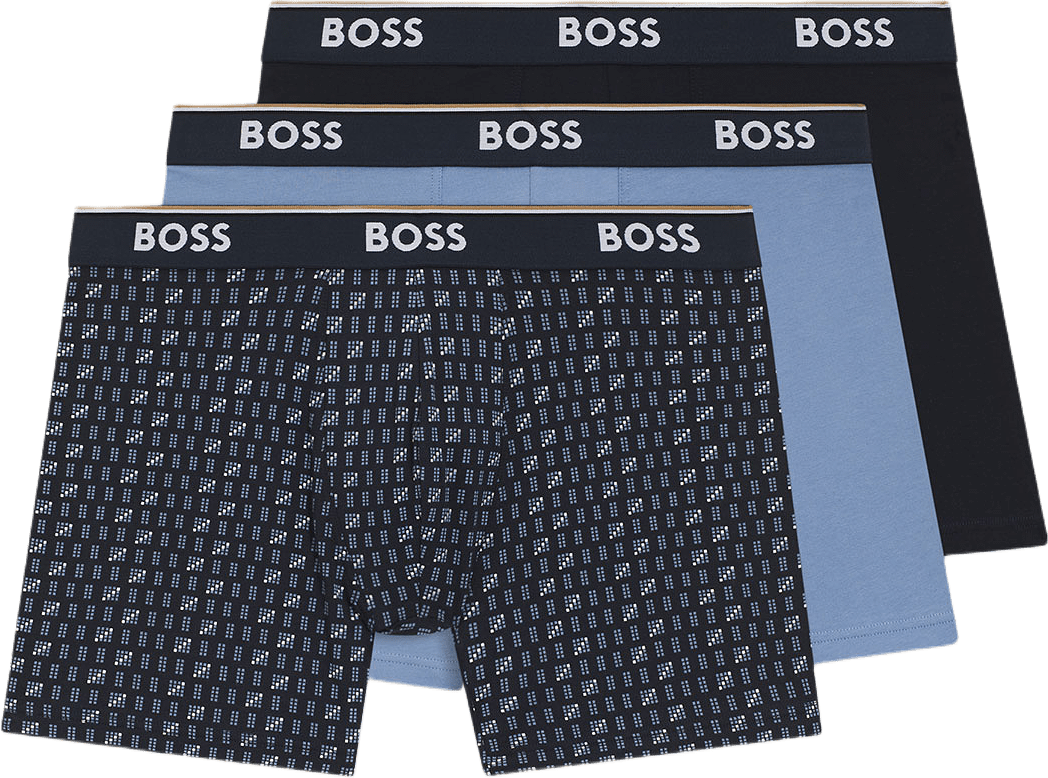 BoxerBr 3P Power Des, från BOSS, i färgen Open Blue.