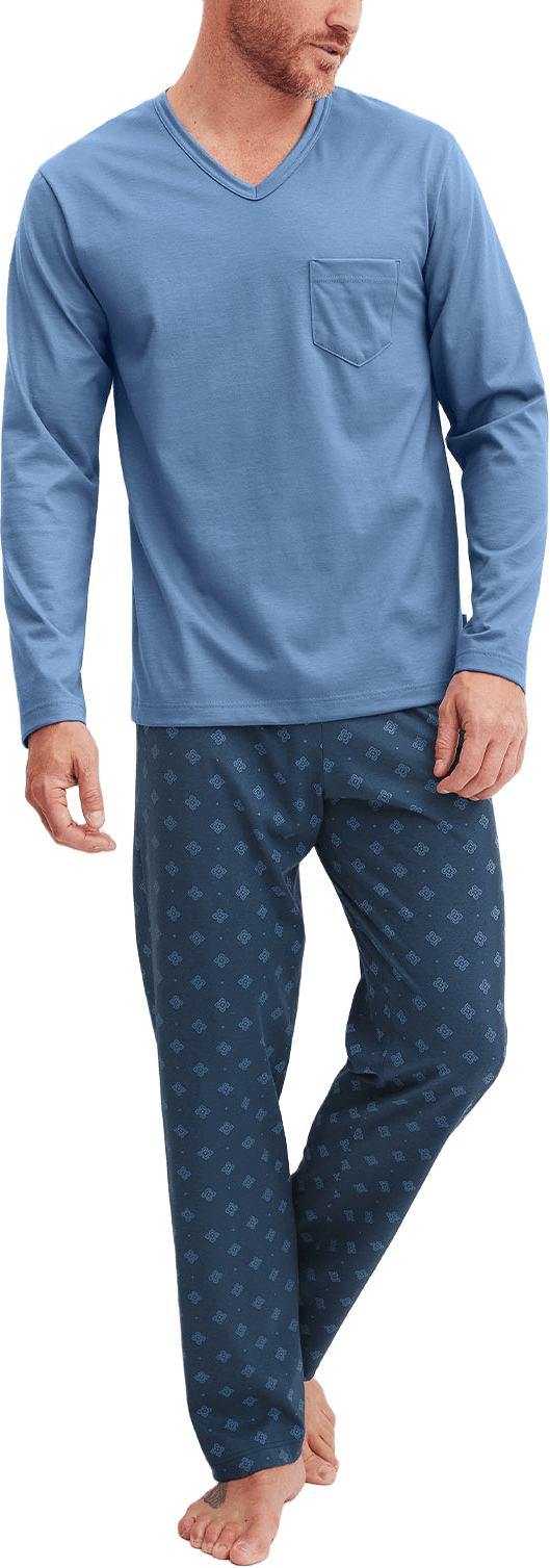 Relax Imprint 2 Pyjamas 47487, från Calida, i färgen Coronrt Blue.