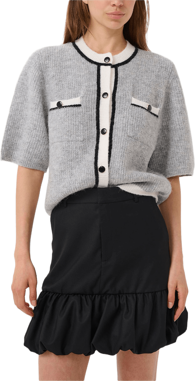 Alpha Contrast Cardigan, från Gestuz, i färgen Light Grey Melange.