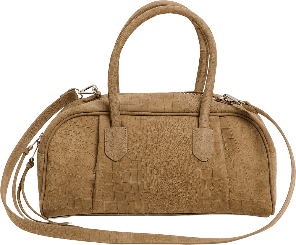 Alex S Croco Bowling Bag, från Gestuz, i färgen Ermine.