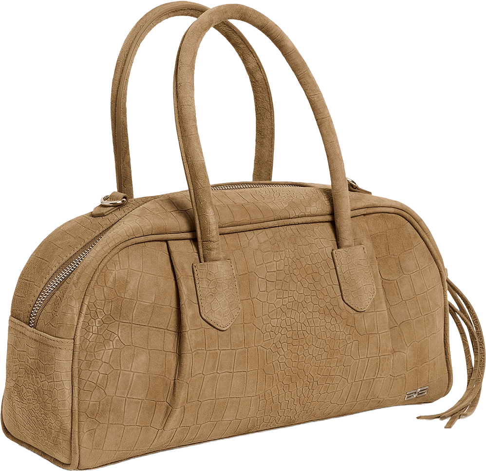 Alex S Croco Bowling Bag, från Gestuz, i färgen Ermine.