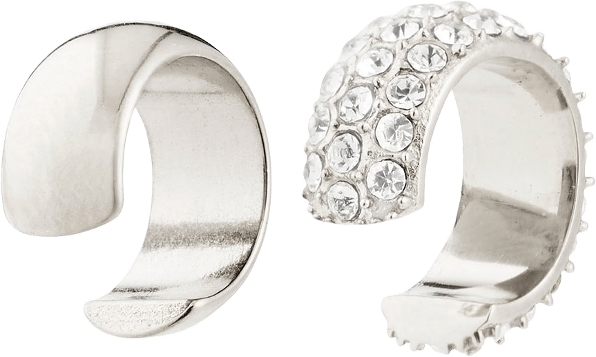 HUDSYN ear cuff, 2-in-1 set, silver-plated, från Pilgrim, i färgen Silver Plated.