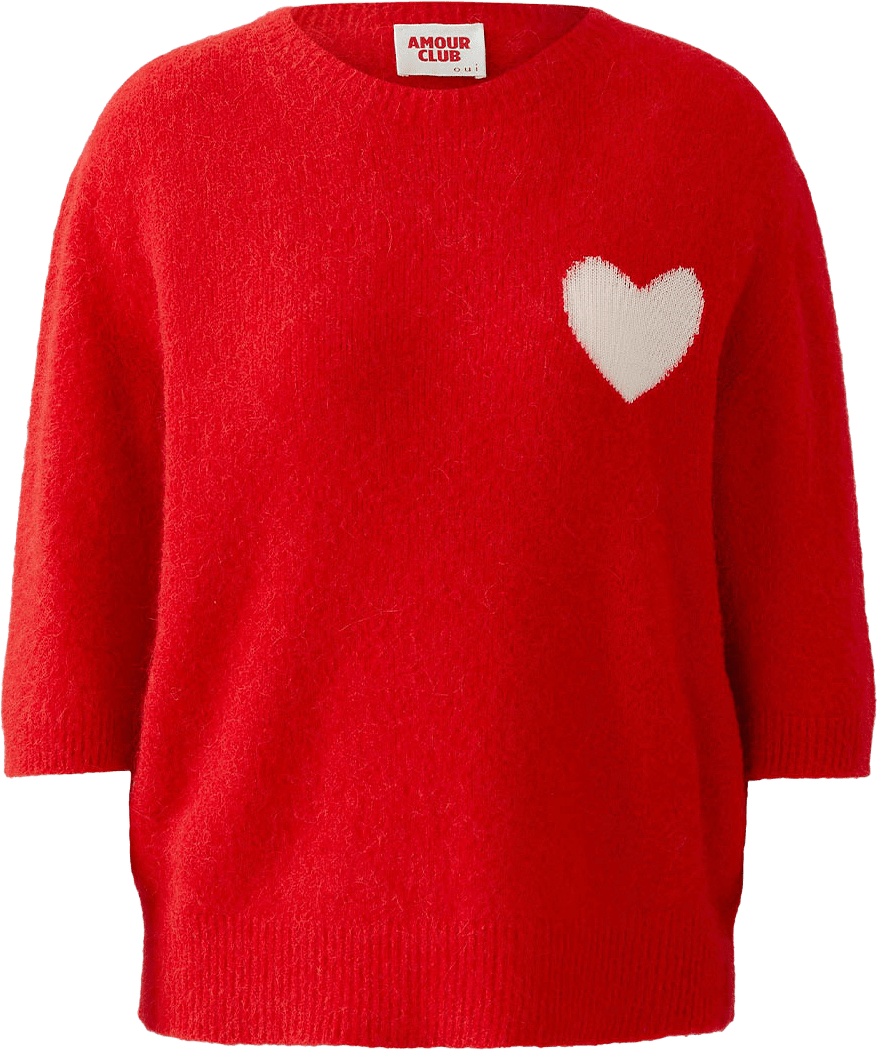 Stickad tröja, från Oui, i färgen Highrisk Red.