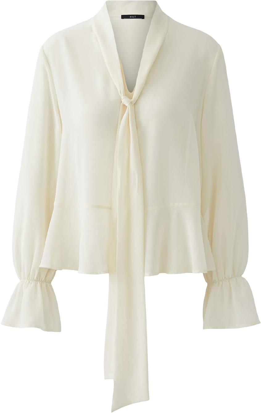 Blus med knyt, från Oui, i färgen Gardenia.