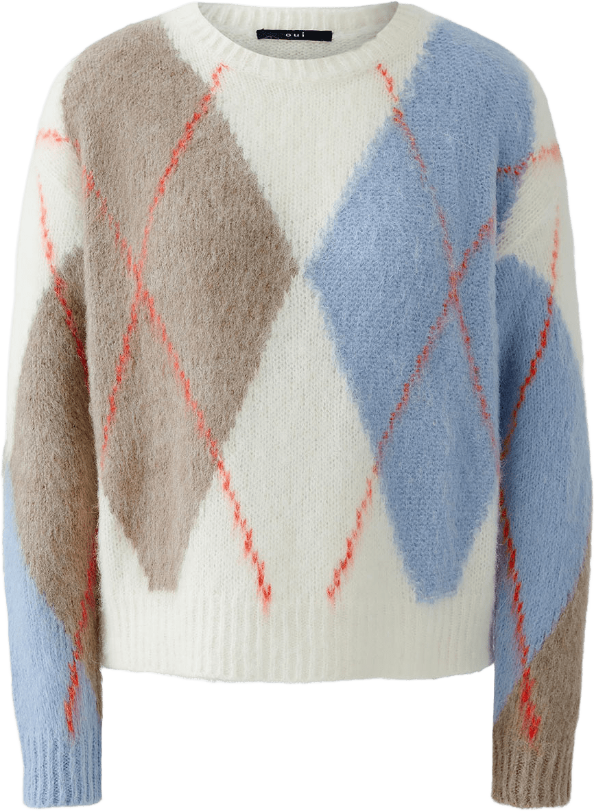 Stickad tröja, från Oui, i färgen White Blue.