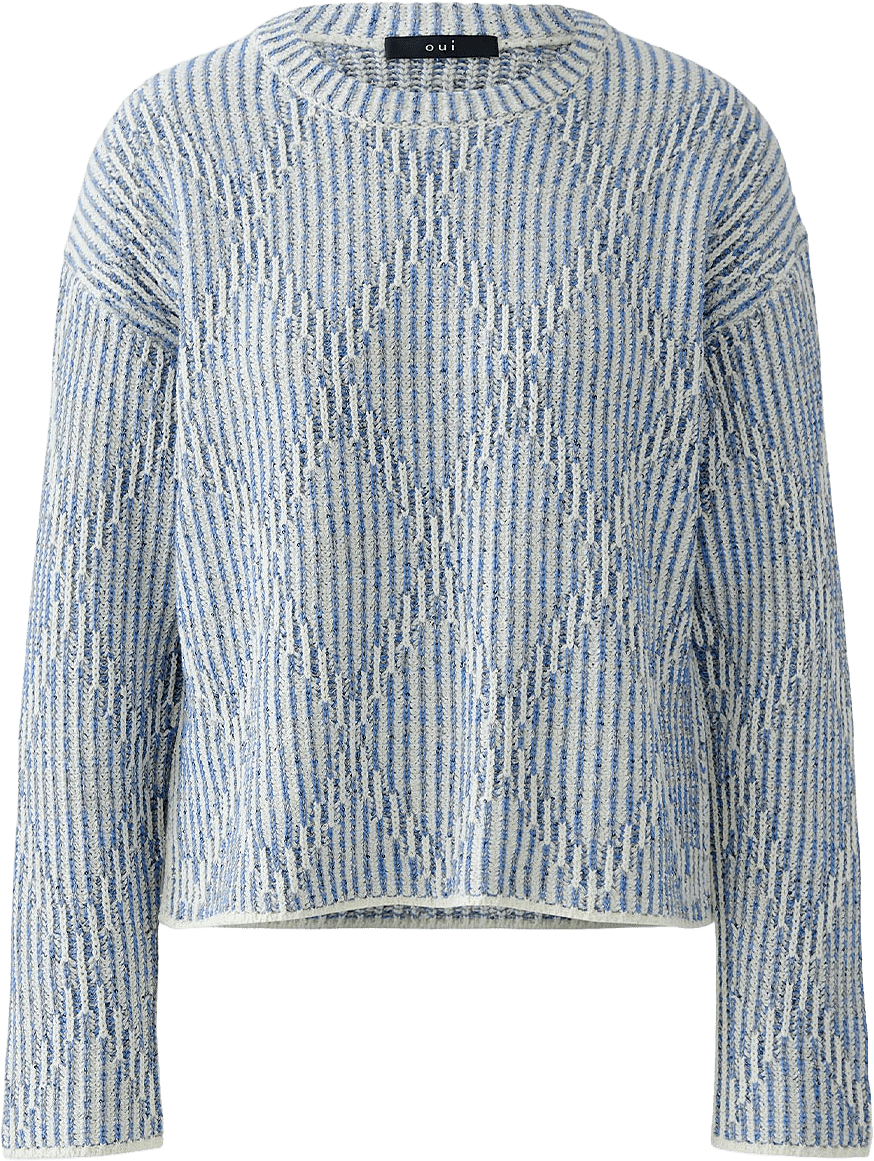 Stickad tröja, från Oui, i färgen Lt.blue White.