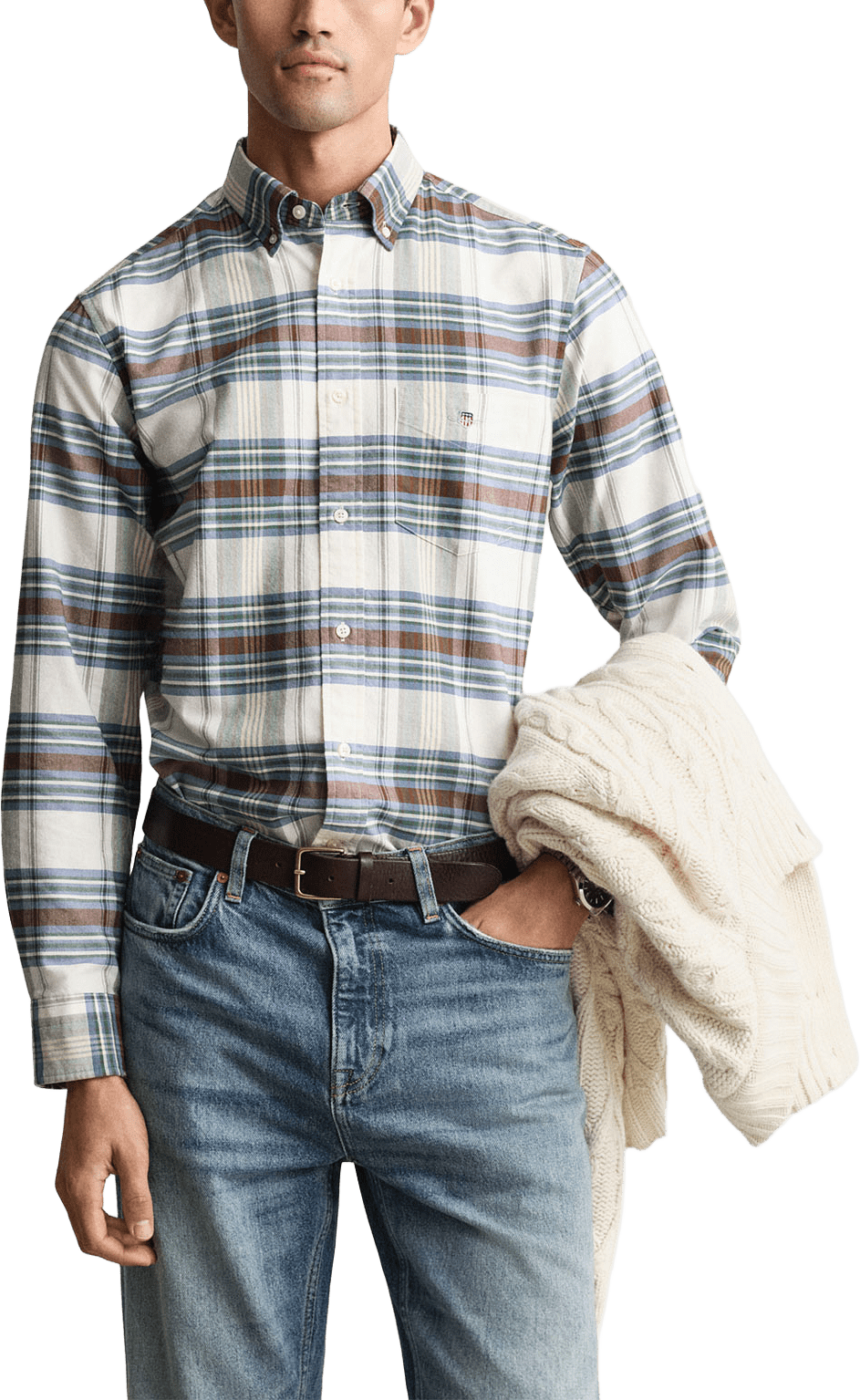 Regular fit Klassisk rutig oxfordskjorta, från GANT, i färgen Woody Green.