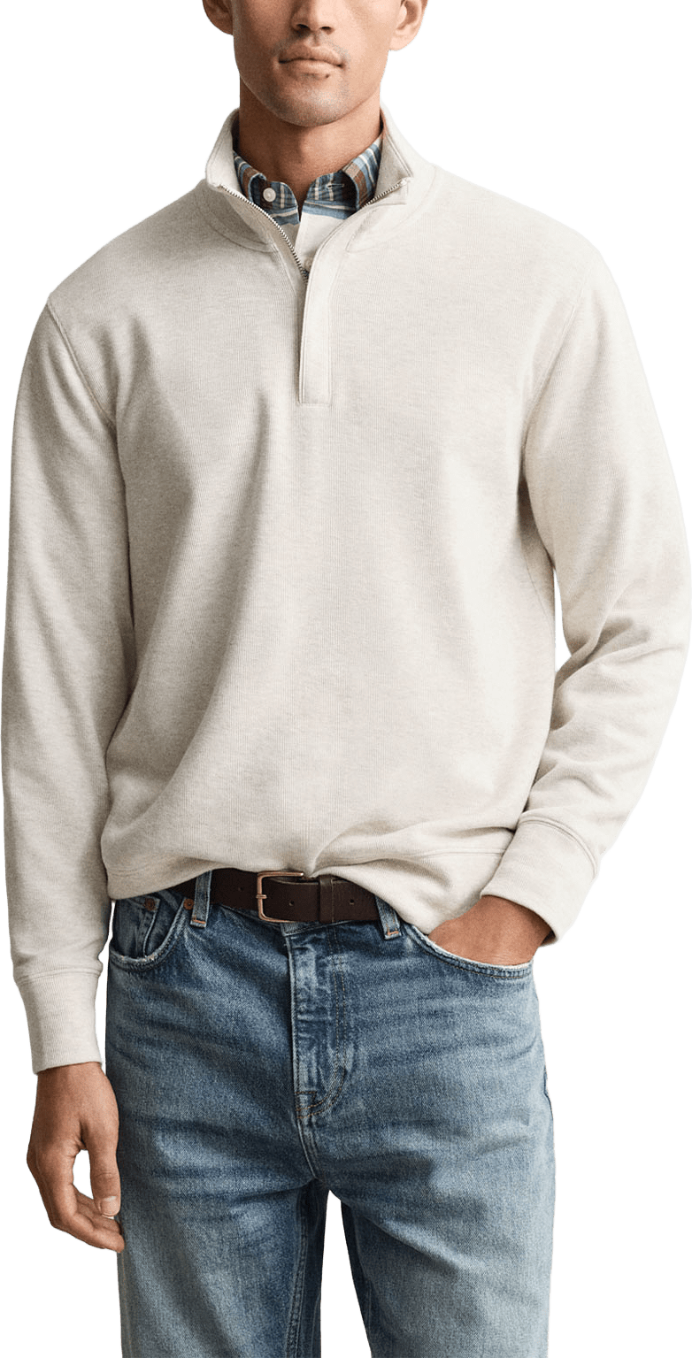 Sacker Rib sweatshirt med half-zip, från GANT, i färgen Seed Melange.