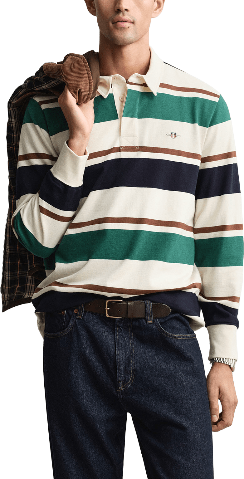 Randig Heavy Rugger, från GANT, i färgen Cream.