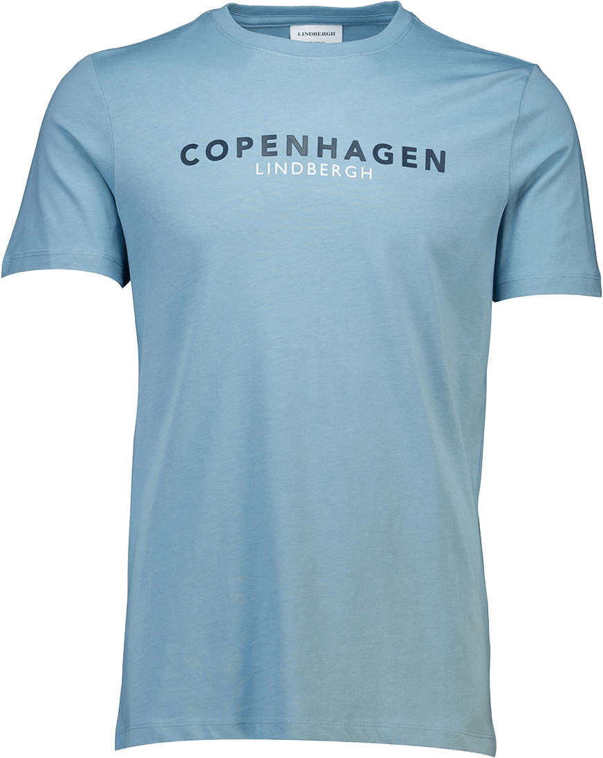 Lindbergh Copenhagen print tee S/S T-Shirt, från Lindbergh, i färgen Lt Iron Blue.