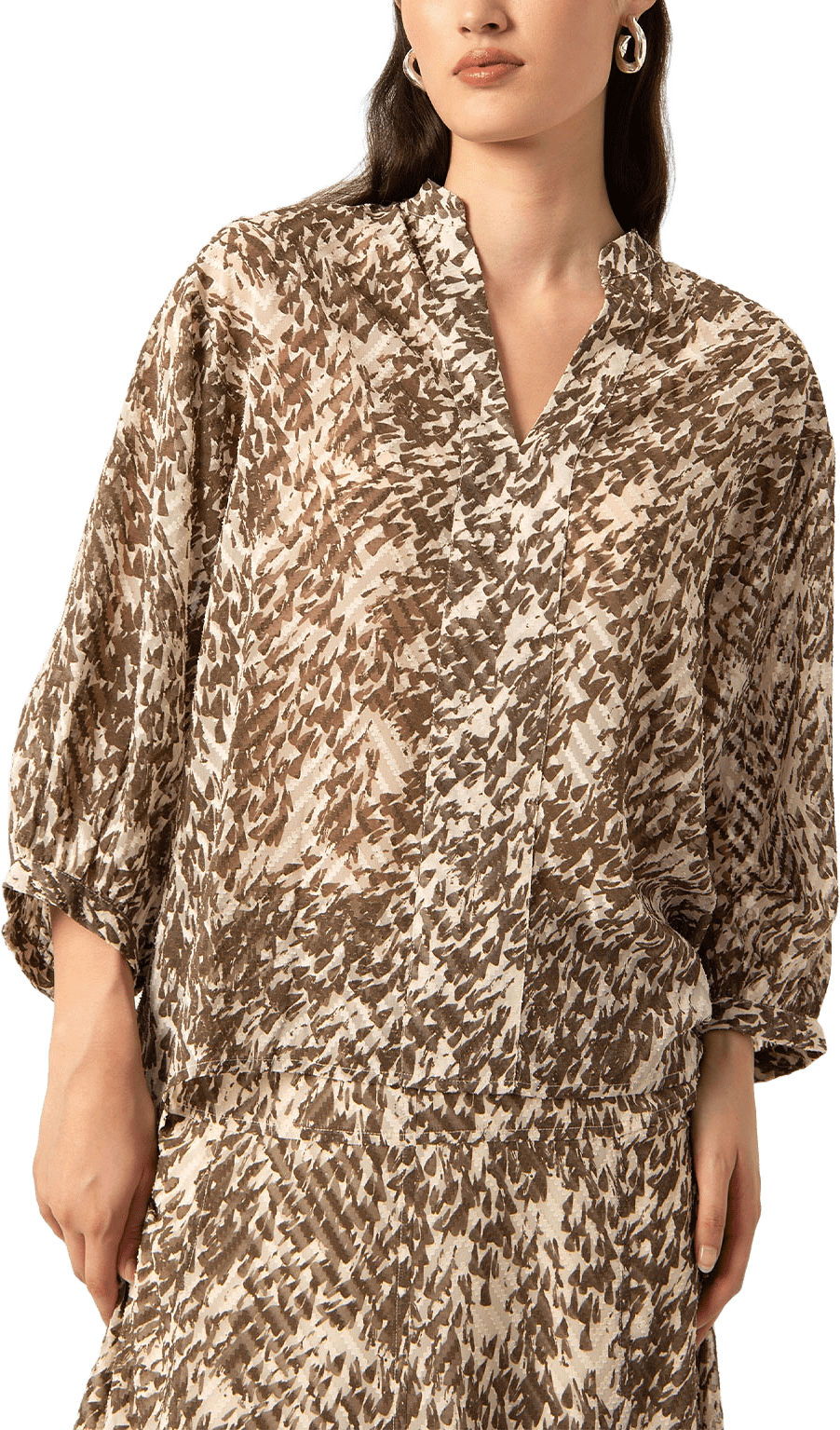 SLOsaka Amily Blouse, från Soaked In Luxury, i färgen Morel Drop Print.