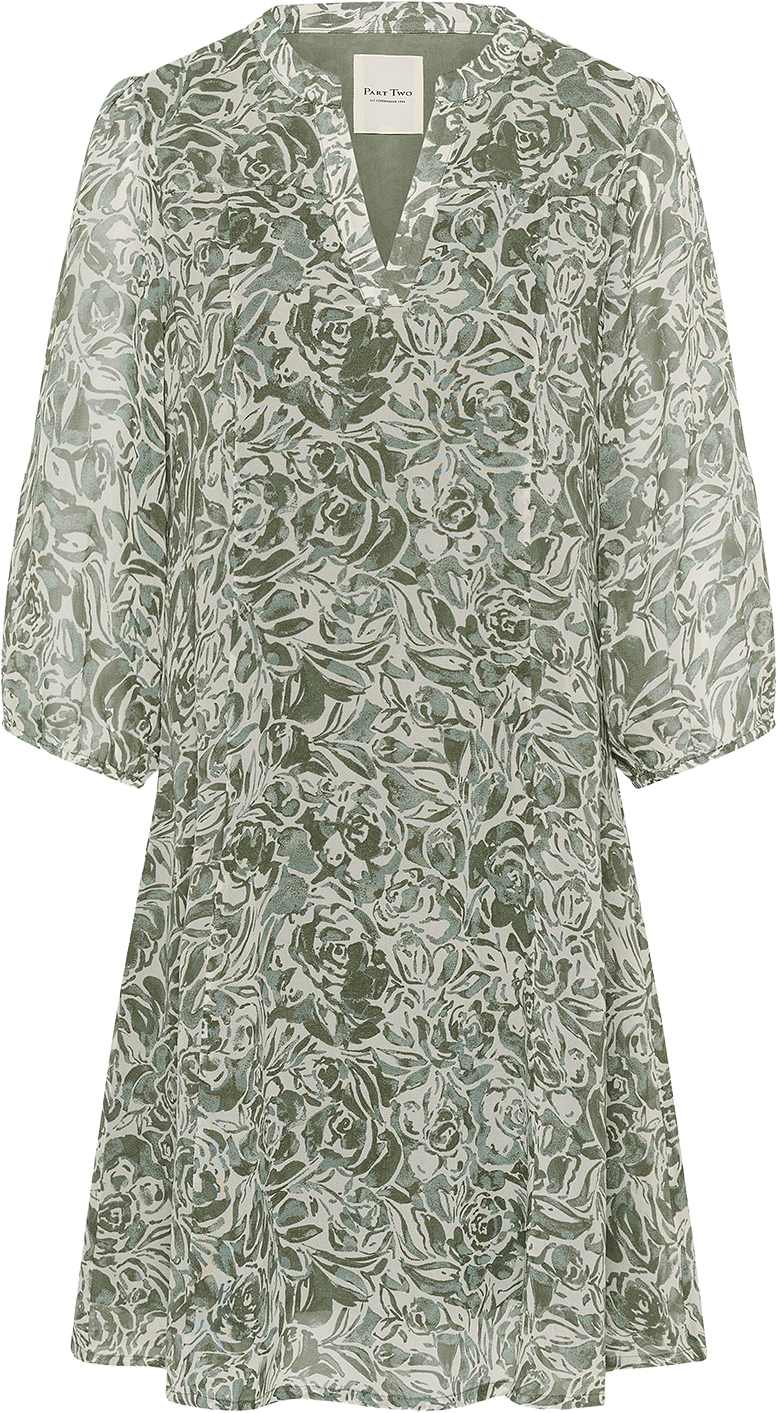 BotellePW Dress, från Part Two, i färgen Agave Green Rose Print.