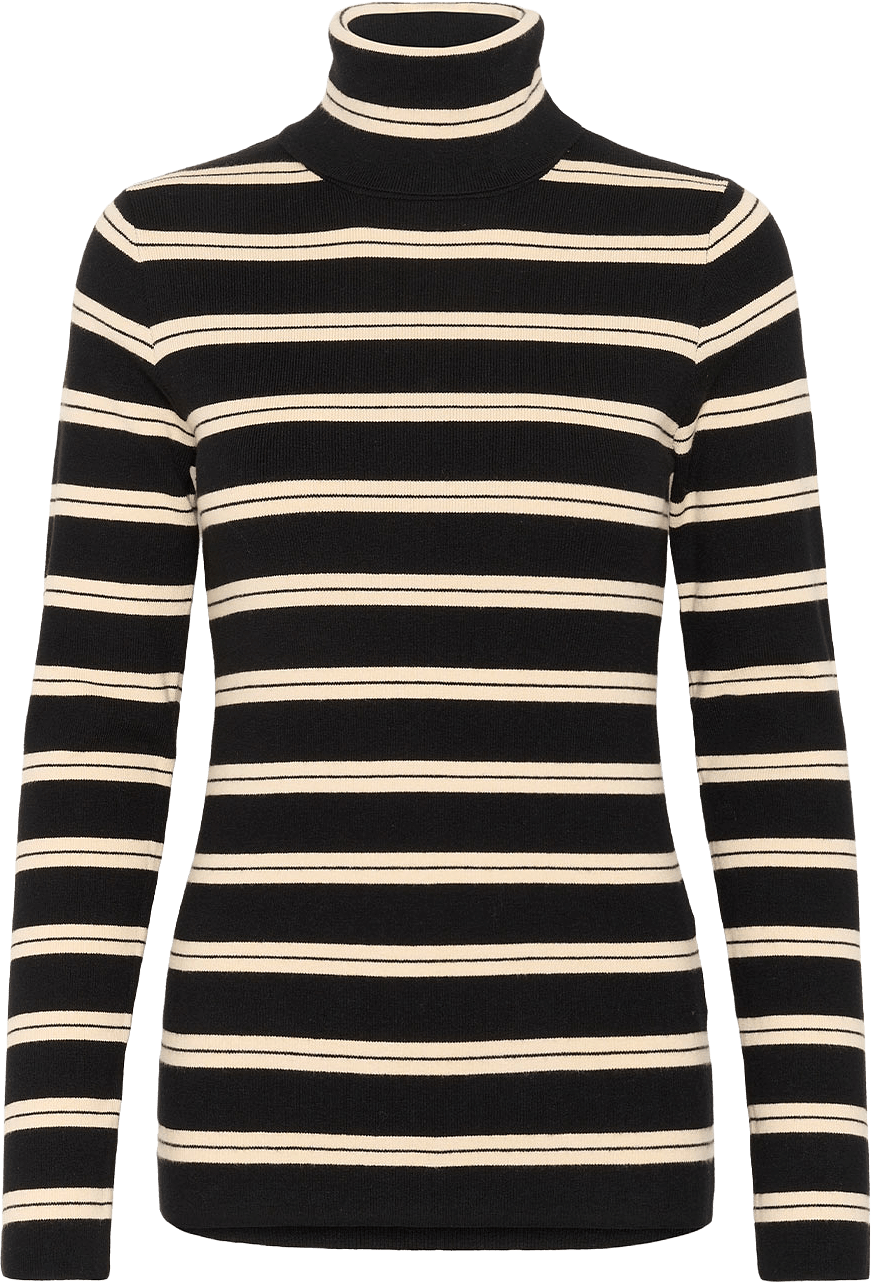 SLSpina Striped Rollneck Pullover, från Soaked In Luxury, i färgen Black W Sandshell Stripe.