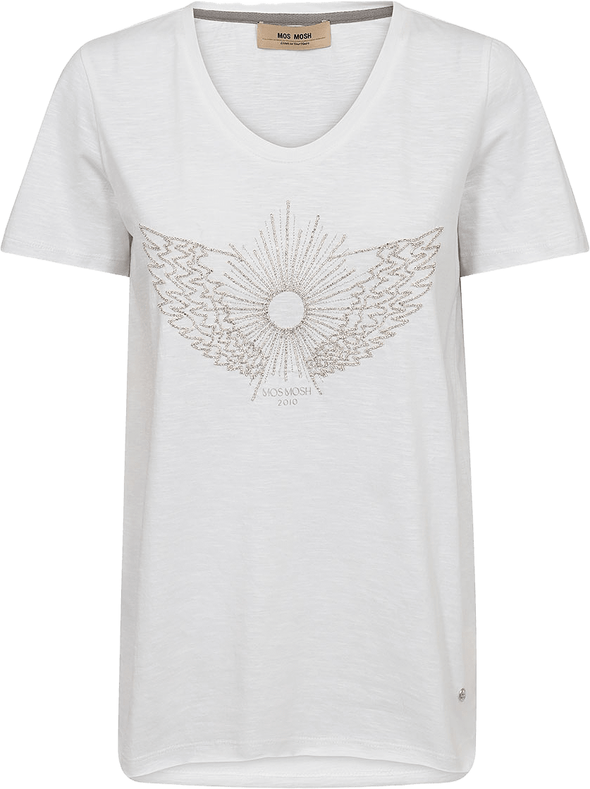 Gethi O-SS Glam Tee, från Mos Mosh, i färgen White.