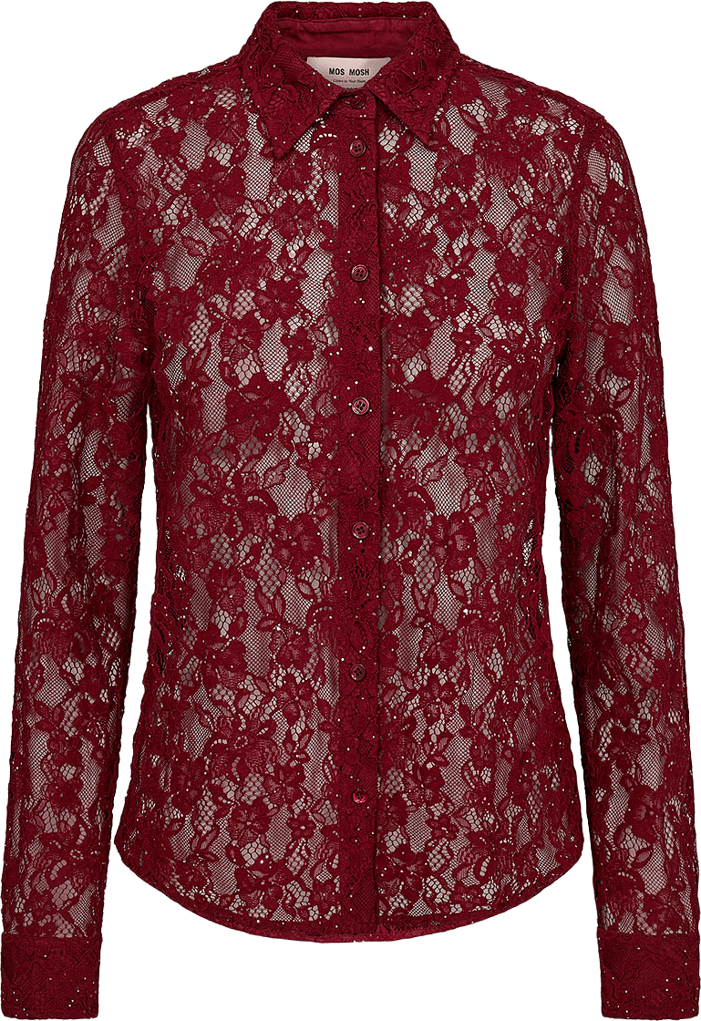 Kether Lace Sequin Shirt, från Mos Mosh, i färgen Biking Red.