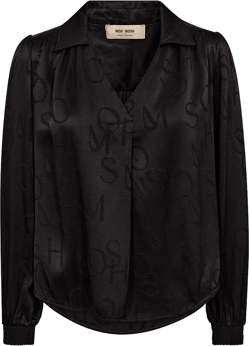 Aldo Monogram Blouse, från Mos Mosh, i färgen Black.