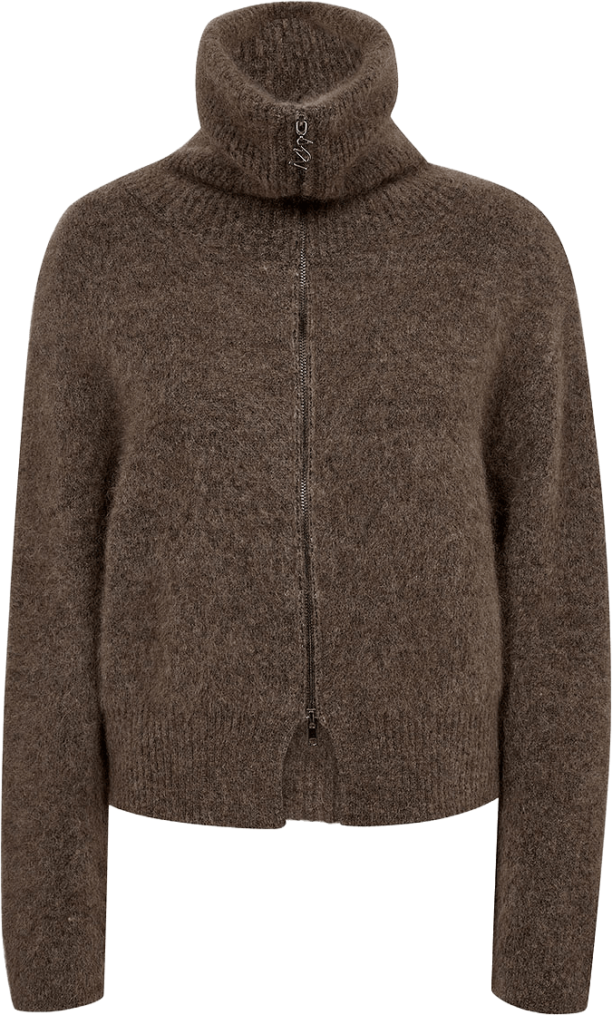 Hulda Knit Zip Cardigan, från Mos Mosh, i färgen Bracken.