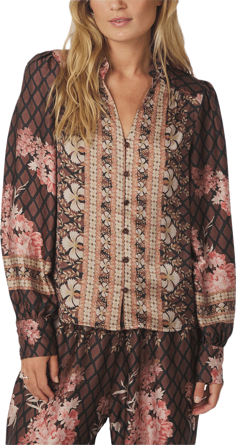 Massima Botanical Border Blouse, från Neo Noir, i färgen Black.