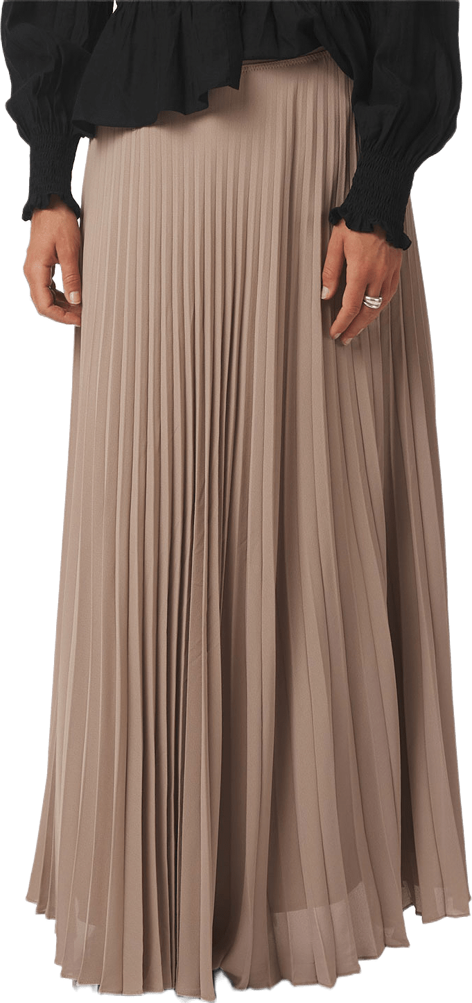 Boni Simple Plisse Skirt, från Neo Noir, i färgen Dark Taupe.