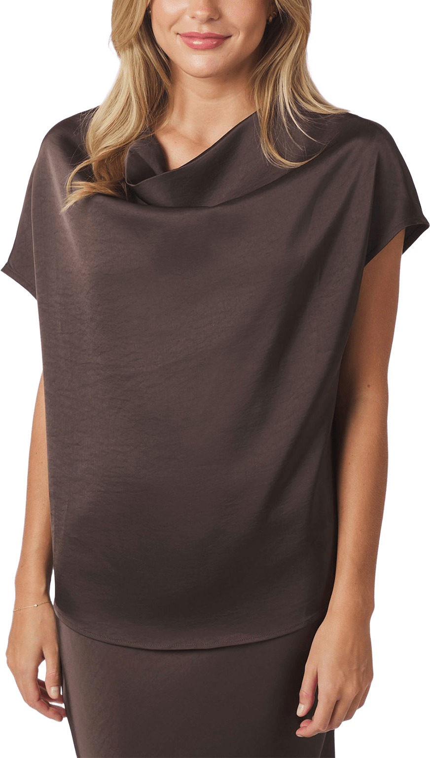 Annabeth Heavy Sateen Tee, från Neo Noir, i färgen Dark Brown.