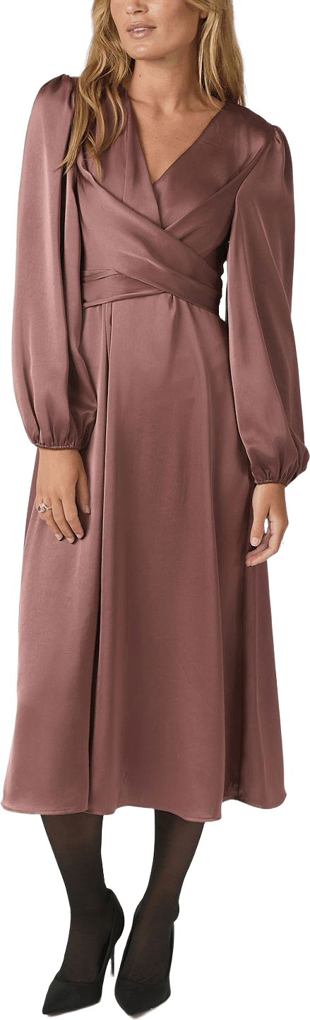 Rimini Heavy Sateen Dress, från Neo Noir, i färgen Dark Rose.