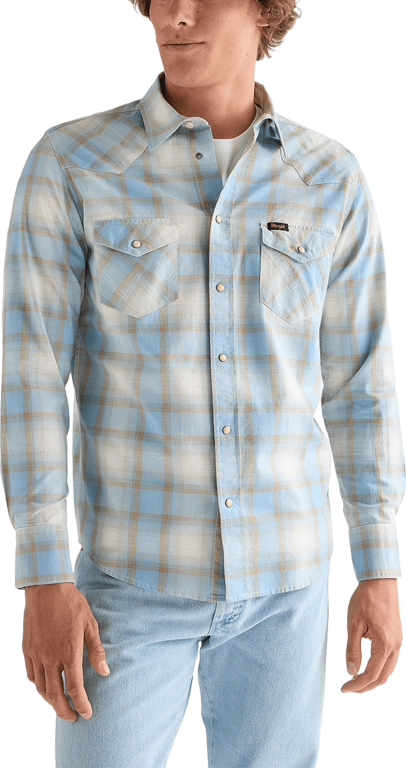 Western Shirt, från Wrangler, i färgen Blue Tan.