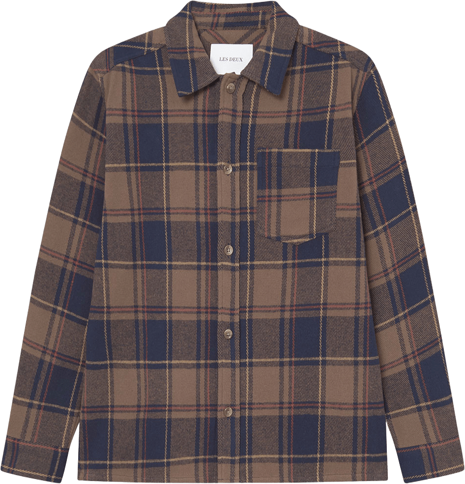 Loan Check Twill Overshirt, från LES DEUX, i färgen Mountain Grey Brown.