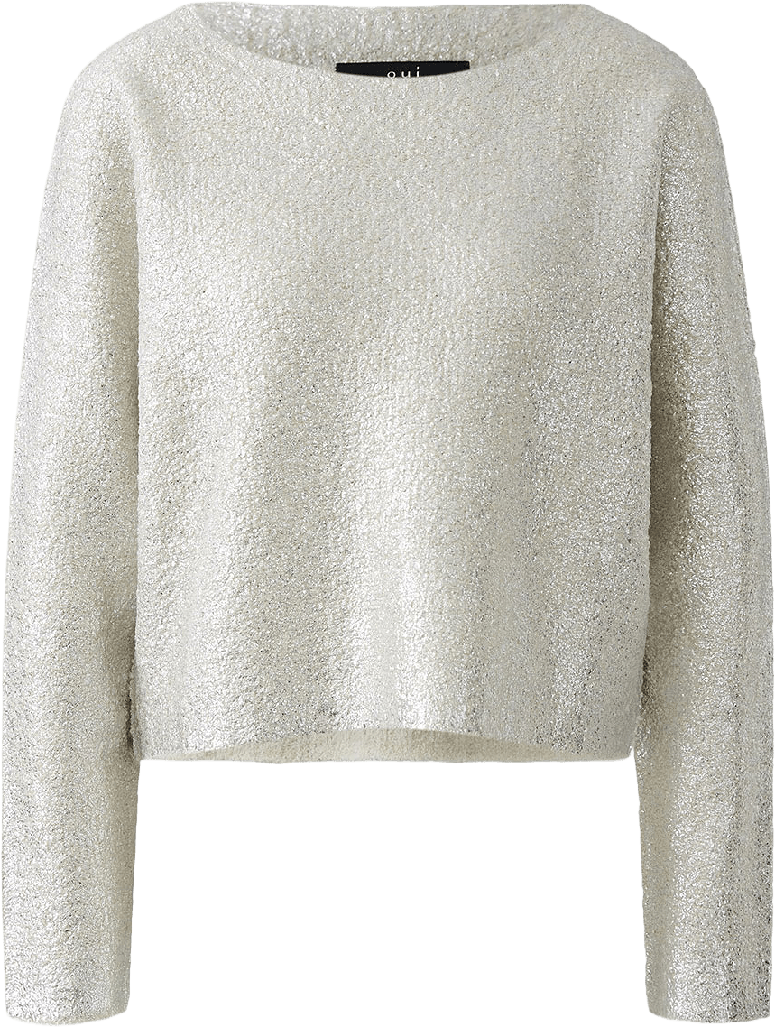 Stickad tröja, från Oui, i färgen Silver Stone.