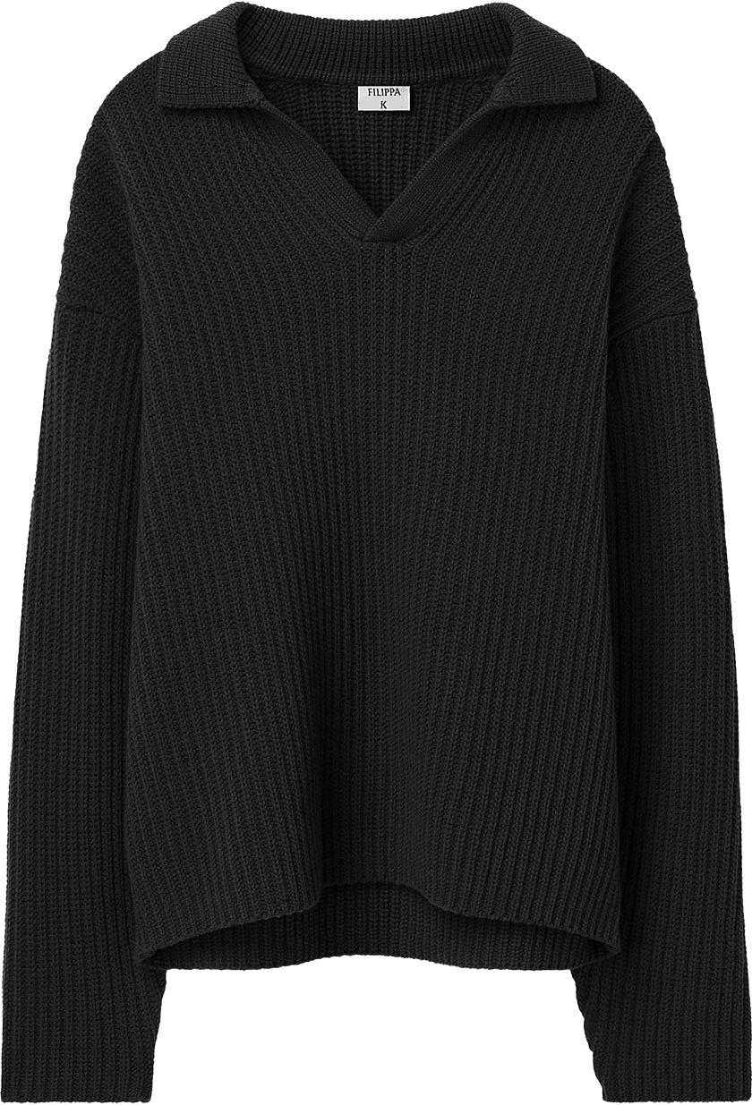 Chunky ribbed wool polo, från Filippa K, i färgen Black.