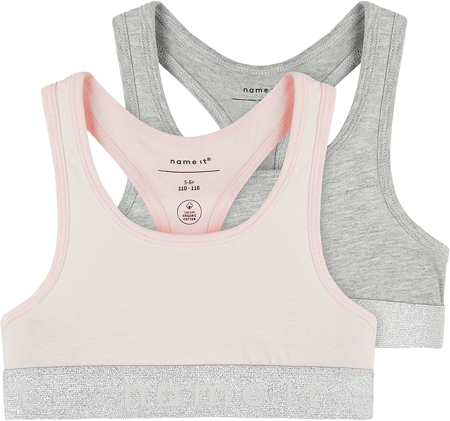 Topp, 2-pack, från Name It, i färgen Barely Pink W/ Grey Melange.