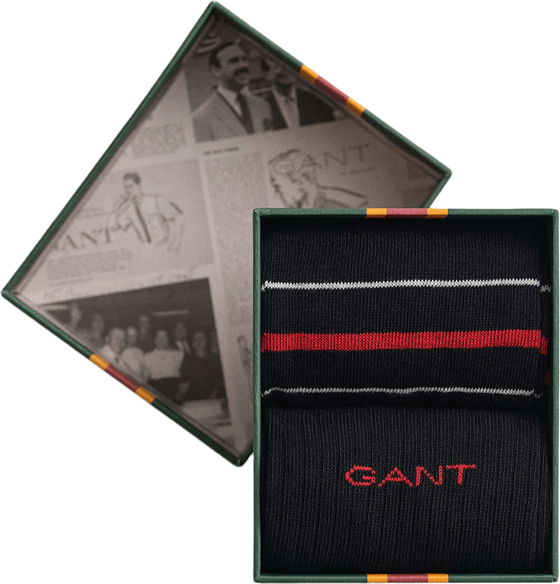 2-Pack Multistriped Socks Gift Box, från GANT, i färgen Black.