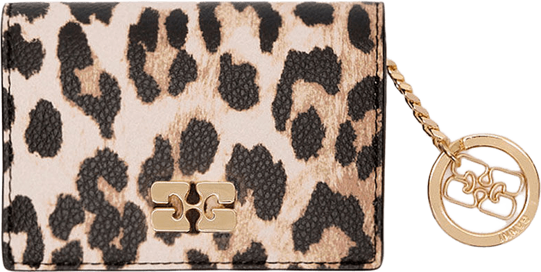 Bou Card Holder With Flap Printed Grained, från GANNI, i färgen Almond Milk.