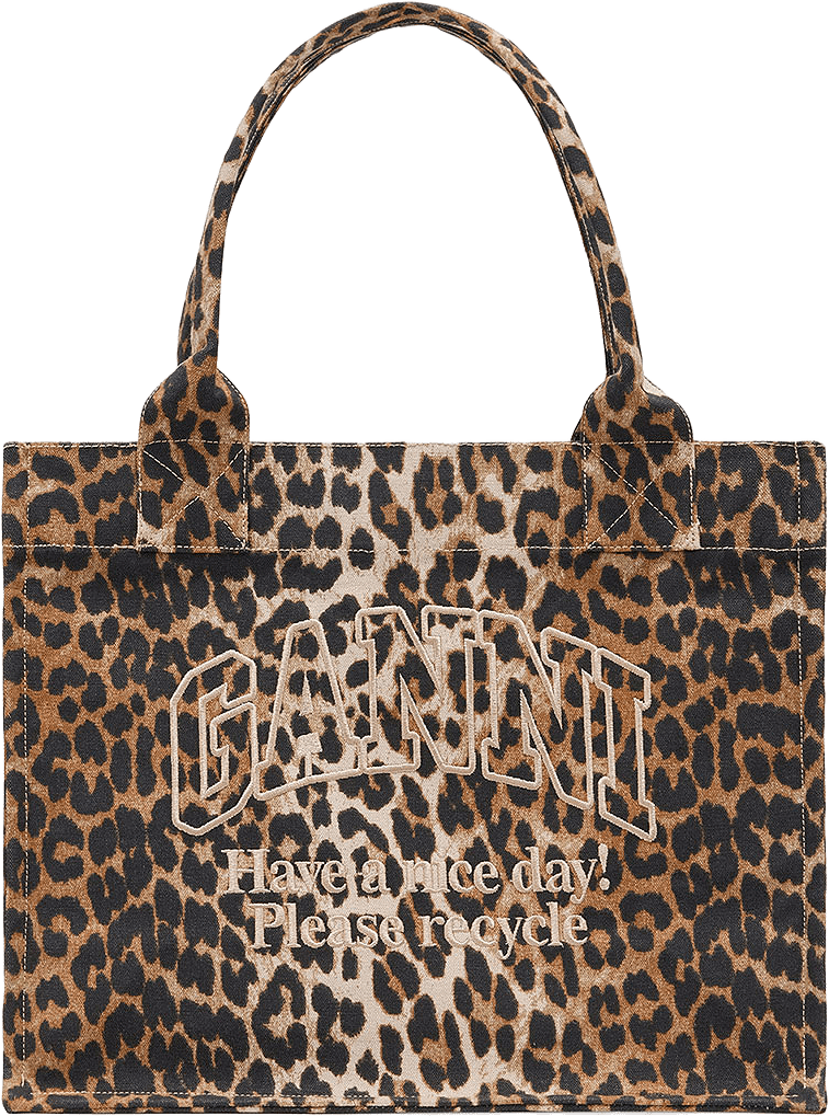 Large Easy Shopper Pocket Print, från GANNI, i färgen Leopard.