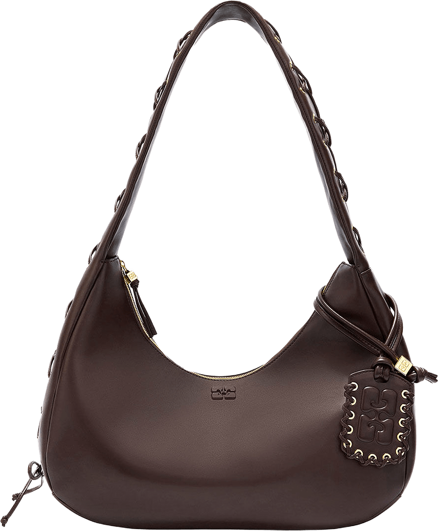 Hobo Medium Laces, från GANNI, i färgen Chocolate Torte.