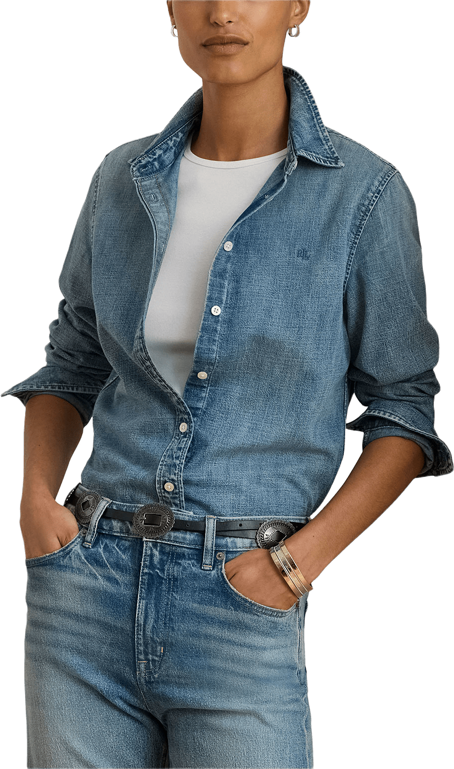 Classic Fit Denim Shirt, från Lauren Ralph Lauren, i färgen Odwin Wash.