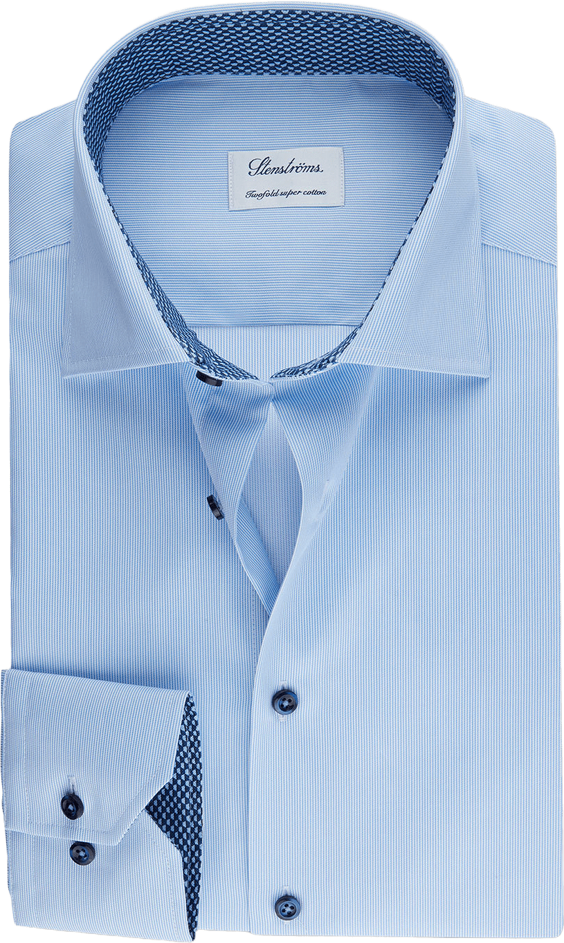 Randig Kontrast Twillskjorta, från Stenströms, i färgen Light Blue Stripe.