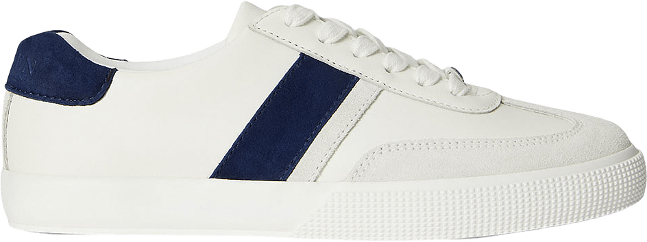 Two-Tone Braylee Leather & Suede Sneaker, från Lauren Ralph Lauren, i färgen Snw Wht/Bianco/Rfnd Navy.