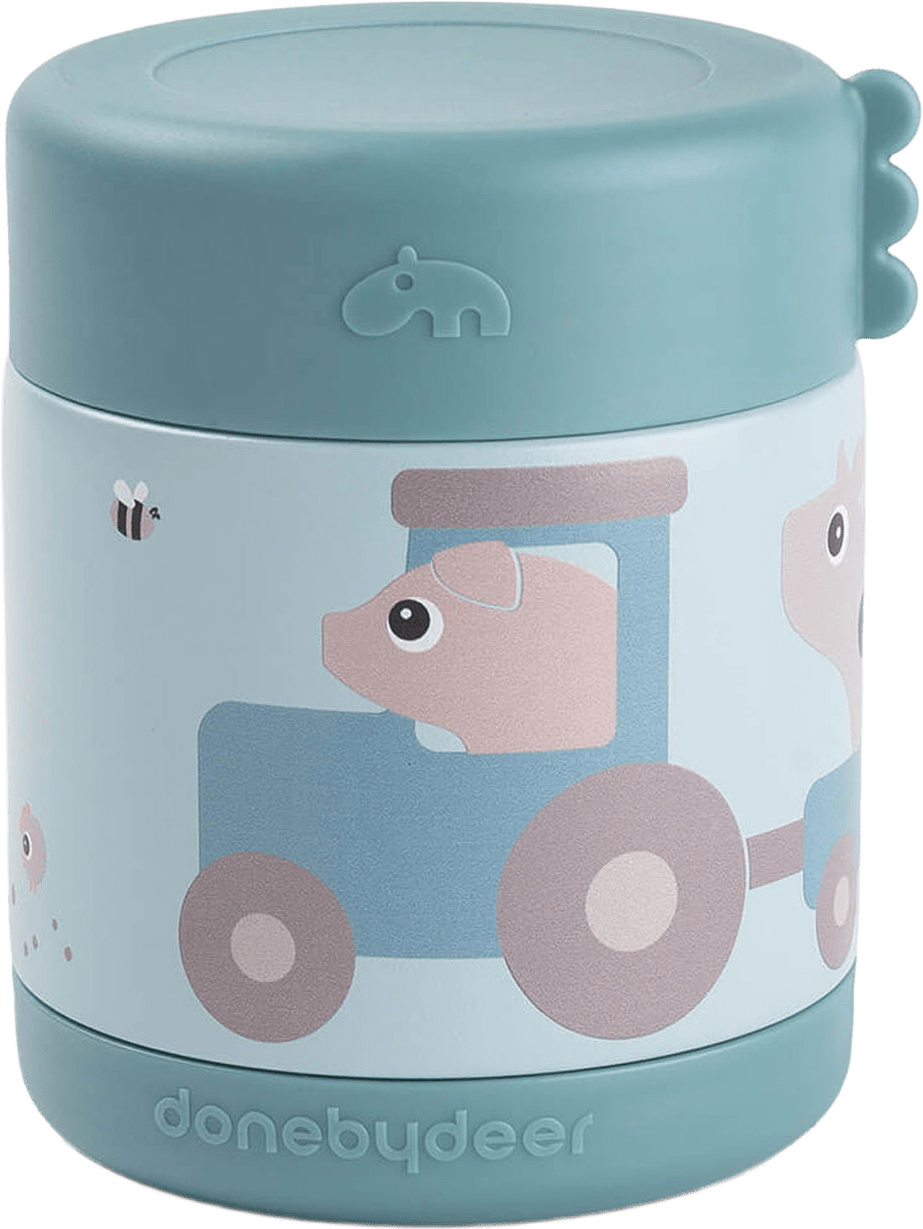 Insulated Food Jar Tiny Farm Blue 300 Ml, från Done by Deer, i färgen Blue.